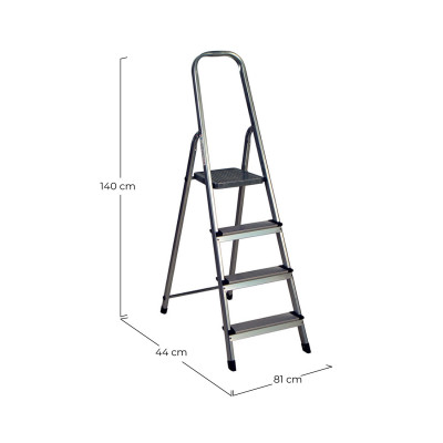 Escalera de Aluminio con 4 Peldaños Gris 140x44x81cm O91 Escaleras 2