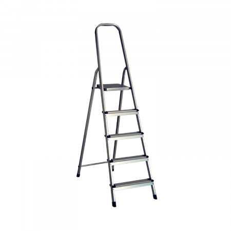 Escalera de Aluminio con 5 Peldaños Gris 177x47x98cm O91 Escaleras 1
