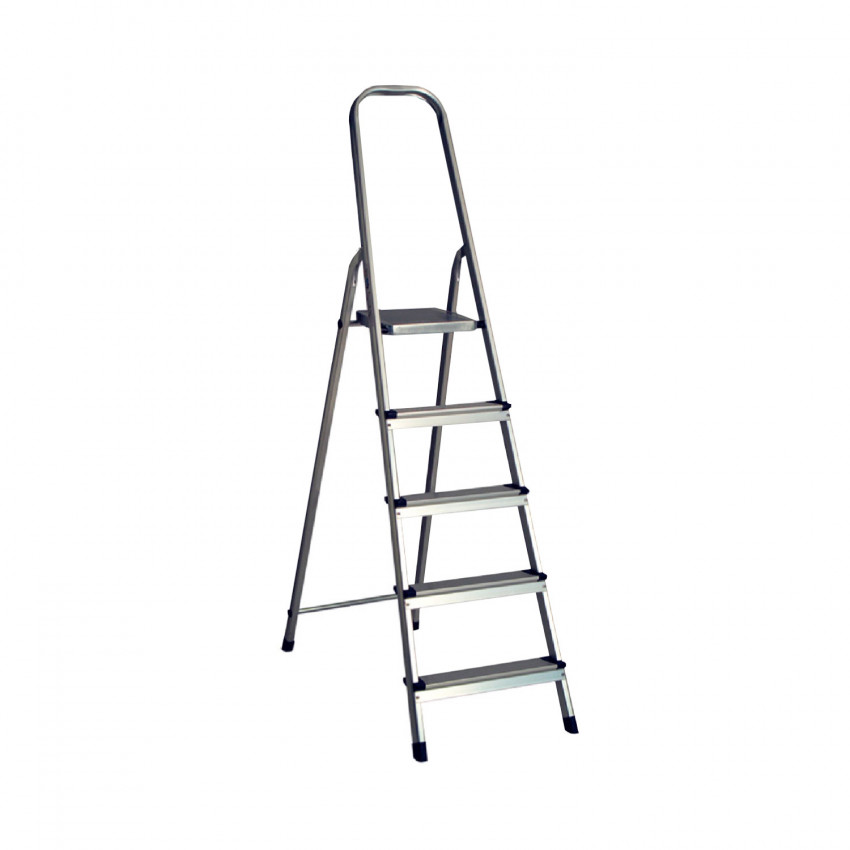 Escalera de Aluminio con 5 Peldaños Gris 177x47x98cm O91 Escaleras 1 Escalera de Aluminio con 5 Peldaños Gris 177x47x98cm O91 Escaleras 1