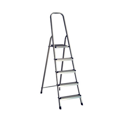 Escalera de Aluminio con 5 Peldaños Gris 177x47x98cm O91 Escaleras 1