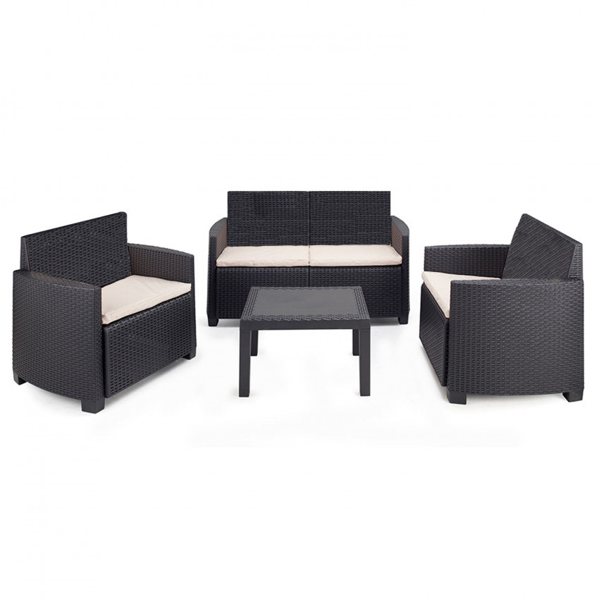 Conjunto de Jardín Mesa Cuadrada y 3 Sillones con Cojines Arena Antracita Progarden Conjuntos de Sofás y Mesas Bajas 2 Conjunto de Jardín Mesa Cuadrada y 3 Sillones con Cojines Arena Antracita Progarden Conjuntos de Sofás y Mesas Bajas 2