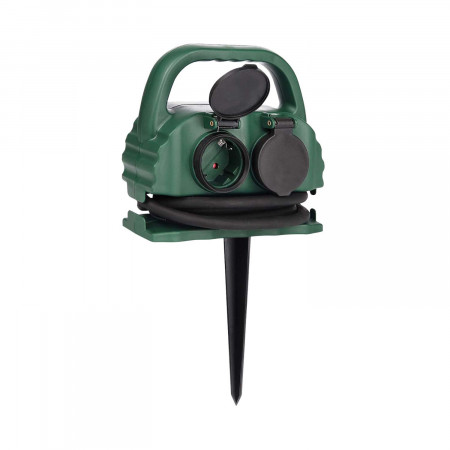 Regleta de Exterior 4 Enchufes Schuko con Tapa 2m Verde 7hSevenOn Bases Múltiples 1