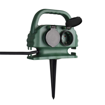 Regleta de Exterior 4 Enchufes Schuko con Tapa 2m Verde 7hSevenOn Bases Múltiples 4