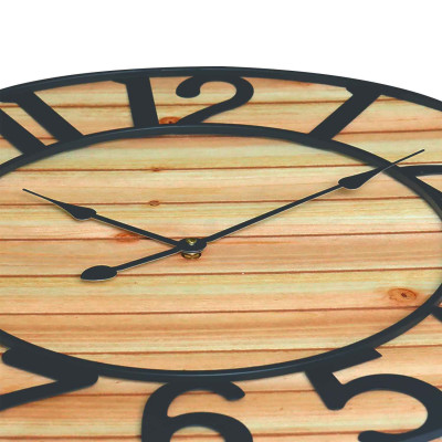 Reloj de Pared Vintage Negro/Madera Clara Ø60cm O91 Relojes de Pared 2