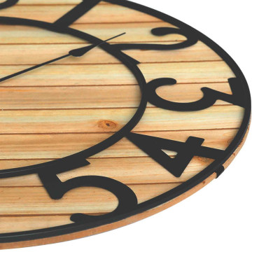 Reloj de Pared Vintage Negro/Madera Clara Ø60cm O91 Relojes de Pared 3