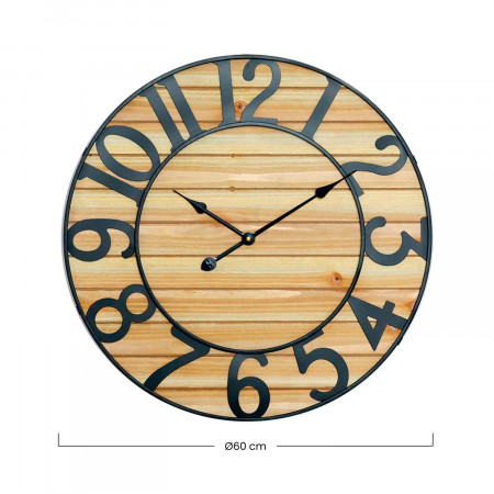 Reloj de Pared Vintage Negro/Madera Clara Ø60cm O91 Relojes de Pared 4 Reloj de Pared Vintage Negro/Madera Clara Ø60cm O91 Relojes de Pared 4