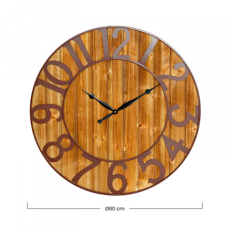 Reloj de Pared Vintage Negro/Madera Oscura Ø80cm O91 Relojes de Pared 4 Reloj de Pared Vintage Negro/Madera Oscura Ø80cm O91 Relojes de Pared 4