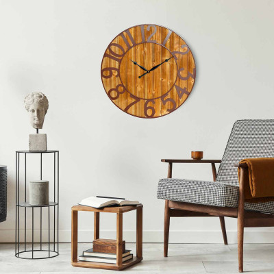 Reloj de Pared Vintage Negro/Madera Oscura Ø80cm O91 Relojes de Pared 5
