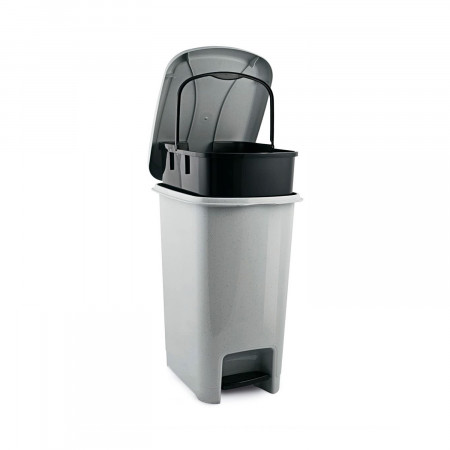 Caixote do lixo retangular com tampa e pedal cinzento 25 litros 7house Caixotes do lixo 1