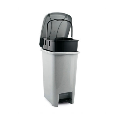 Cubo de Basura Rectangular con Tapa y Pedal Gris 25 Litros 7house Cubos de Basura 1