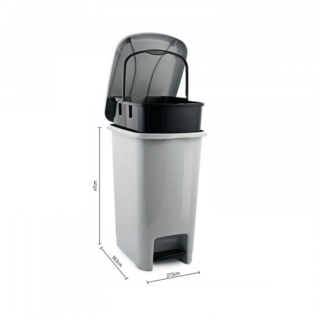 Cubo de Basura Rectangular con Tapa y Pedal Gris 25 Litros 7house Cubos de Basura 2