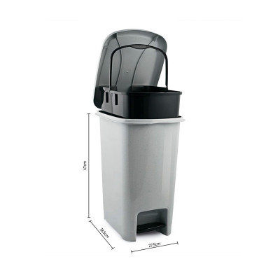 Cubo de Basura Rectangular con Tapa y Pedal Gris 25 Litros 7house Cubos de Basura 2