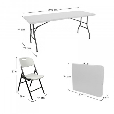 Conjunto Plegable Mesa 240cm y 8 Sillas con Asa Blanco Catering O91 Conjuntos para Jardín 5 Conjunto Plegable Mesa 240cm y 8 Sillas con Asa Blanco Catering O91 Conjuntos para Jardín 5