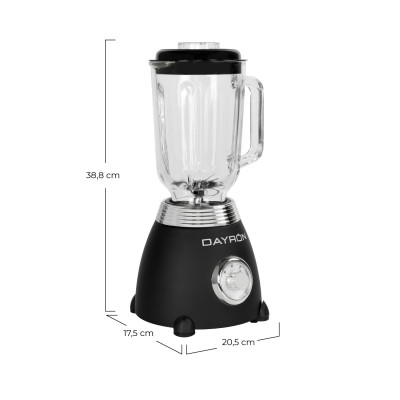 Batidora de Vaso Retro 500W Negro/Plata Dayron Electrodomésticos 6