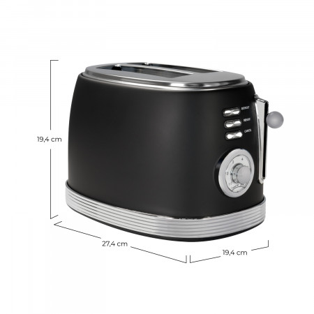 Tostadora Retro 850W Negro/Plata Dayron Electrodomésticos 6