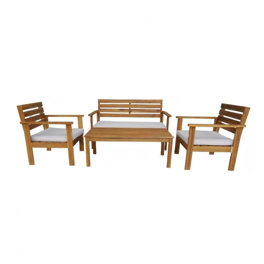 Conjunto de Jardín Mesa Rectangular y 3 Sillas con Cojines Marlon Madera de Acacia 7house Conjuntos de Sofás y Mesas Bajas 1