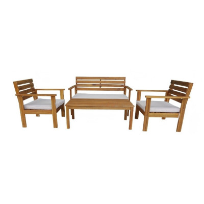 Conjunto de Jardín Mesa Rectangular y 3 Sillas con Cojines Marlon Madera de Acacia 7house Conjuntos de Sofás y Mesas Bajas 1
