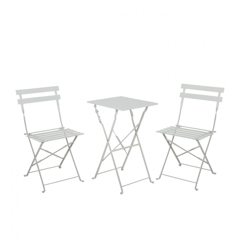 Conjunto de Terraza Plegable Metálico de 2 Sillas y Mesa Cuadrada Bistreau Blanco O91 Conjuntos para Terrazas 1 Conjunto de Terraza Plegable Metálico de 2 Sillas y Mesa Cuadrada Bistreau Blanco O91 Conjuntos para Terrazas 1