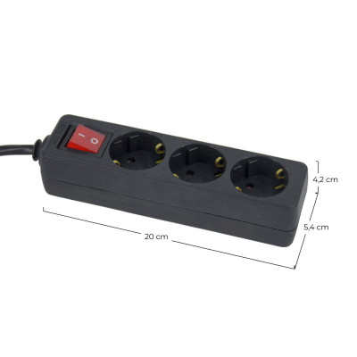 Regleta 3 Enchufes Schuko 1,5m con Interruptor 7hSevenOn Bases Múltiples 5