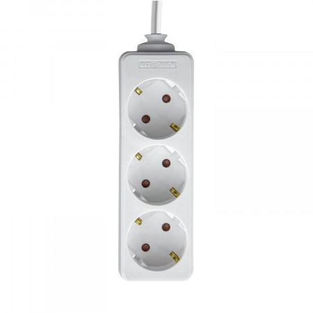 Pack 2 Regletas 3 Enchufes Schuko 1m Blanco sin Interruptor 7hSevenOn Bases Múltiples 2