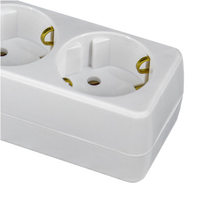 Pack 2 Regletas 3 Enchufes Schuko 1m Blanco sin Interruptor 7hSevenOn Bases Múltiples 3
