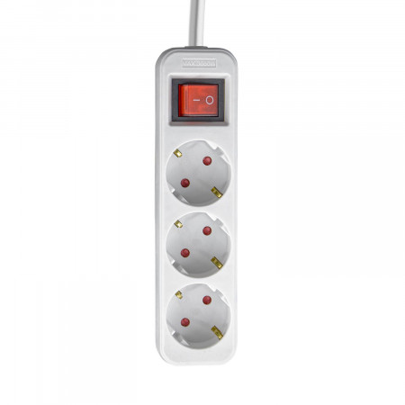 Schuko 3 tomadas 3m Branco com interrutor 7hSevenOn Bases múltiplas 1