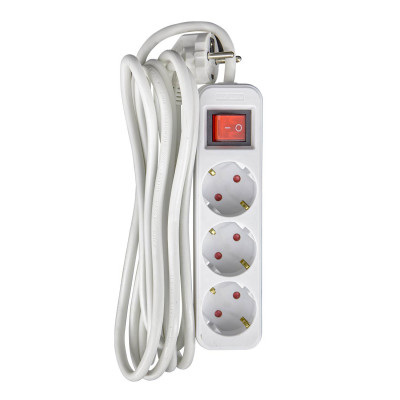 Regleta 3 Enchufes Schuko 3m Blanco con Interruptor 7hSevenOn Bases Múltiples 4