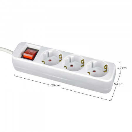 Regleta 3 Enchufes Schuko 3m Blanco con Interruptor 7hSevenOn Bases Múltiples 5 Regleta 3 Enchufes Schuko 3m Blanco con Interruptor 7hSevenOn Bases Múltiples 5