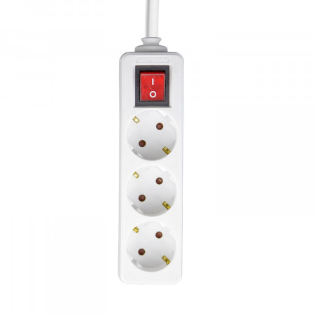 Regleta 3 Enchufes Schuko 5m Blanco con Interruptor 7hSevenOn Bases Múltiples 1