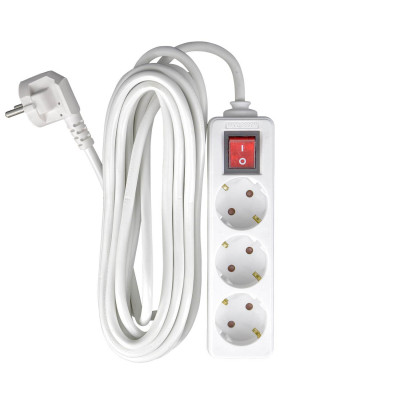 3 Tomadas Schuko 5m Branco com interrutor 7hSevenOn Tomadas múltiplas 4