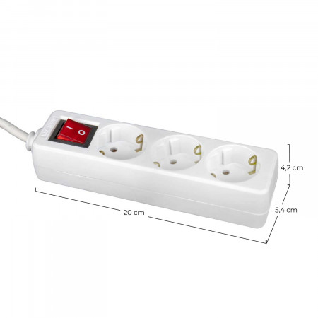 Regleta 3 Enchufes Schuko 5m Blanco con Interruptor 7hSevenOn Bases Múltiples 5 Regleta 3 Enchufes Schuko 5m Blanco con Interruptor 7hSevenOn Bases Múltiples 5