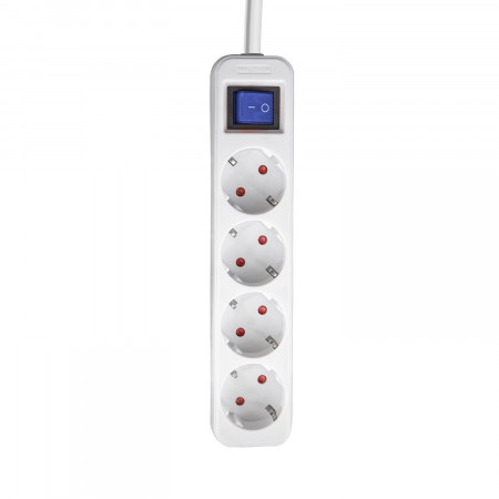 Regleta 4 Enchufes Schuko 1,5m Blanco con Interruptor 7hSevenOn Bases Múltiples 1