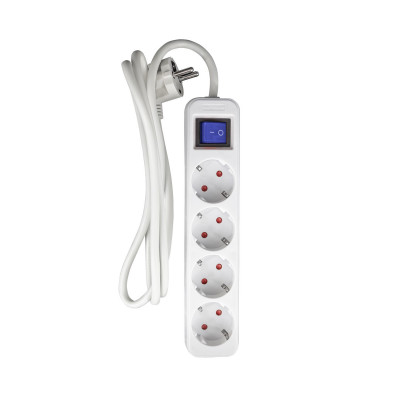Regleta 4 Enchufes Schuko 1,5m Blanco con Interruptor 7hSevenOn Bases Múltiples 4