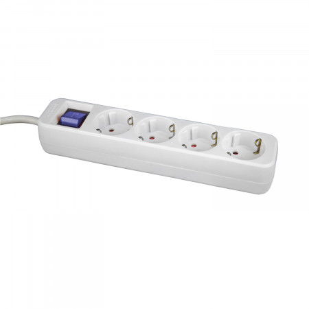 4 Régua de tomadas Schuko 1,5m Branco com interrutor 7hSevenOn Tomadas múltiplas 5