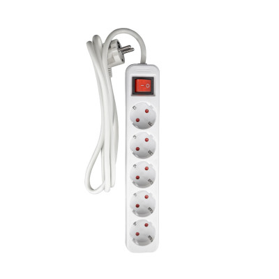 Regleta 5 Enchufes Schuko 1,5m Blanco con Interruptor 7hSevenOn Bases Múltiples 4