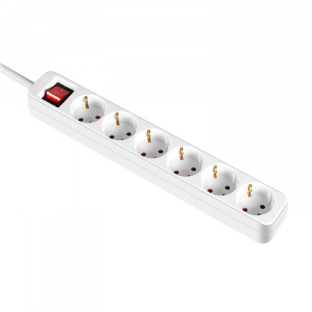 Regleta 6 Enchufes Schuko 3m Blanco con Interruptor 7hSevenOn Bases Múltiples 5 Regleta 6 Enchufes Schuko 3m Blanco con Interruptor 7hSevenOn Bases Múltiples 5