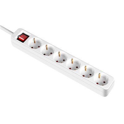 Regleta 6 Enchufes Schuko 3m Blanco con Interruptor 7hSevenOn Bases Múltiples 5