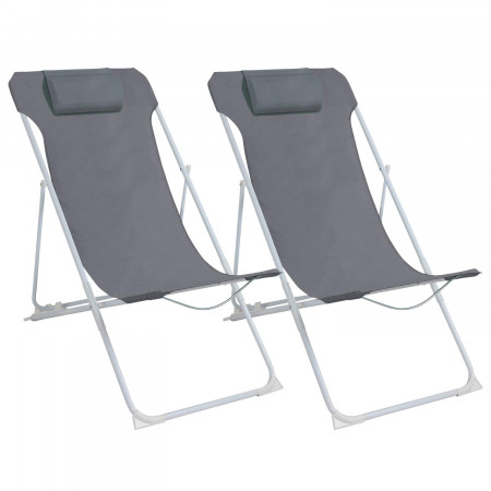 Pack 2 Hamacas Plegables 3 Posiciones con Cojín Gris 56x94x94cm 7house Hamacas y Tumbonas 1