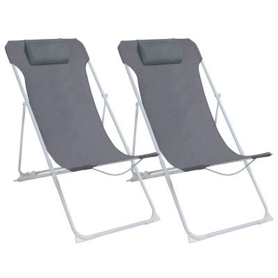 Pack 2 Hamacas Plegables 3 Posiciones con Cojín Gris 56x94x94cm 7house Hamacas y Tumbonas 1