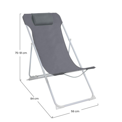 Pack 2 Hamacas Plegables 3 Posiciones con Cojín Gris 56x94x94cm 7house Hamacas y Tumbonas 4