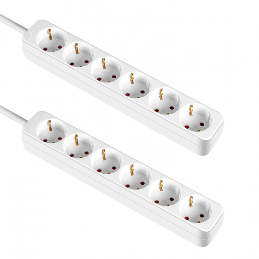 Pack 2 Regletas 6 Enchufes Schuko 1m Blanco sin Interruptor 7hSevenOn Bases Múltiples 1 Pack 2 Regletas 6 Enchufes Schuko 1m Blanco sin Interruptor 7hSevenOn Bases Múltiples 1