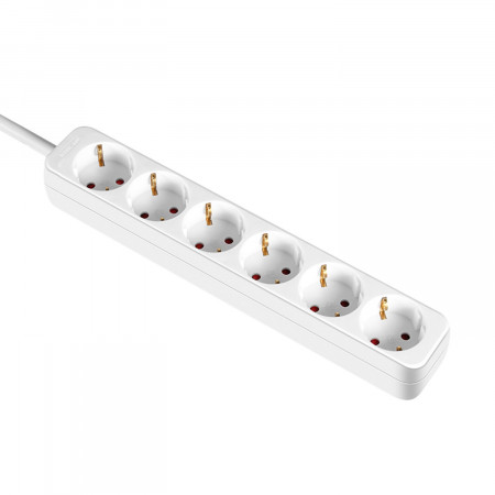 Pack 2 Regletas 6 Enchufes Schuko 1m Blanco sin Interruptor 7hSevenOn Bases Múltiples 2