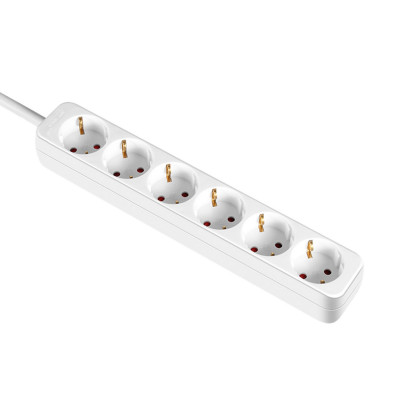 Pack 2 Regletas 6 Enchufes Schuko 1m Blanco sin Interruptor 7hSevenOn Bases Múltiples 2