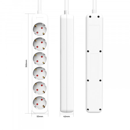 Pack 2 Regletas 6 Enchufes Schuko 1m Blanco sin Interruptor 7hSevenOn Bases Múltiples 3 Pack 2 Regletas 6 Enchufes Schuko 1m Blanco sin Interruptor 7hSevenOn Bases Múltiples 3