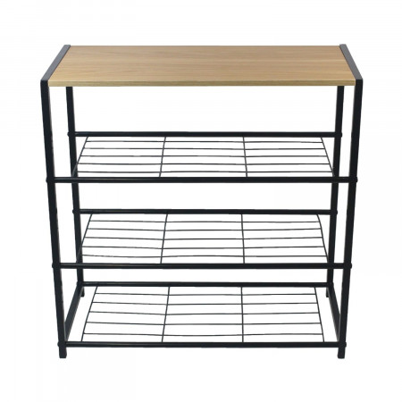 Banco Zapatero Estilo Industrial 3 Baldas Erbu Negro/Marrón 63x30x63cm 7house Mobiliario 2