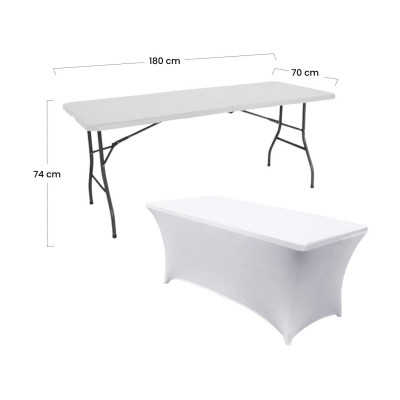 Mesa Plegable 180cm Blanca + Funda Catering 7house Mesas Plegables 4