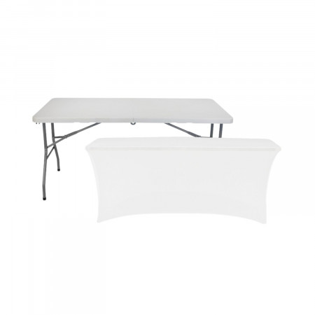 Mesa Plegable 150cm Blanca + Funda Catering 7house Mesas Plegables 1