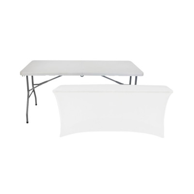 Mesa Plegable 150cm Blanca + Funda Catering 7house Mesas Plegables 1