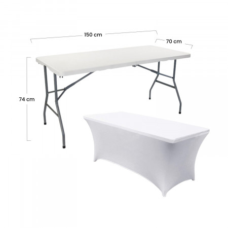 Mesa Plegable 150cm Blanca + Funda Catering 7house Mesas Plegables 4 Mesa Plegable 150cm Blanca + Funda Catering 7house Mesas Plegables 4