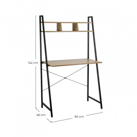 Escritorio Metálico con Estantería Organizadora de Madera Oyam 142x84x46cm 7house Escritorios 6